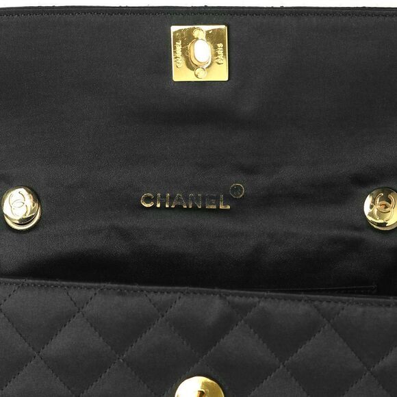 Chanel Satin Matelasse Single Chain Shoulder Bag Crossbody Black - Picture 8 of 11